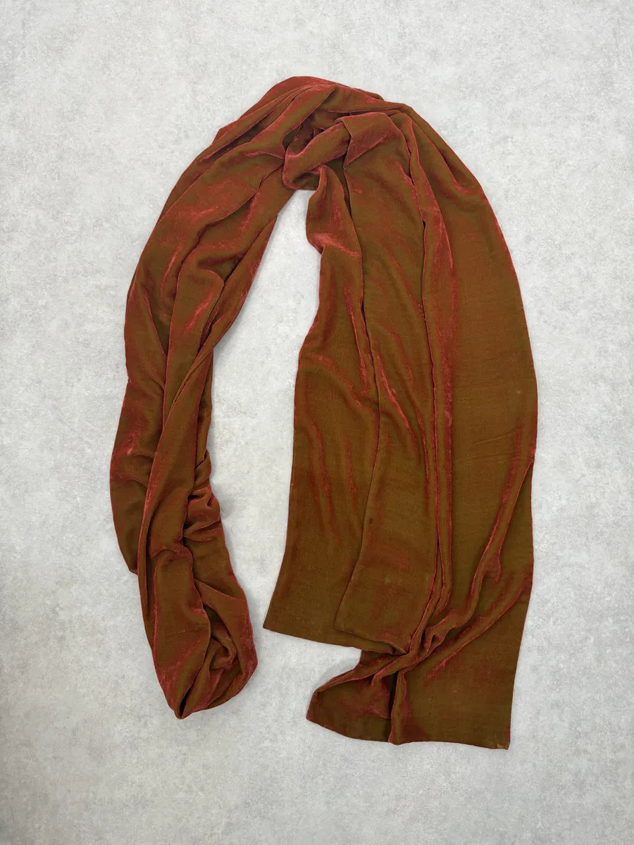 1990s Comme des Garçons Dark Orange Velvet Scarf fmpAxzv 7
