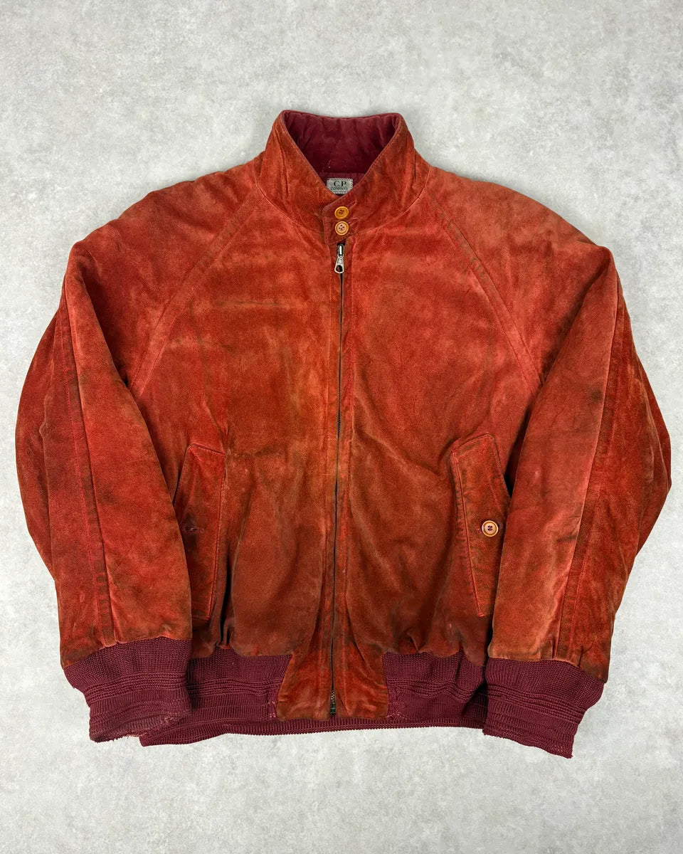 1990s CP Company Red Suede Leather Jacket vgWcBFT 0