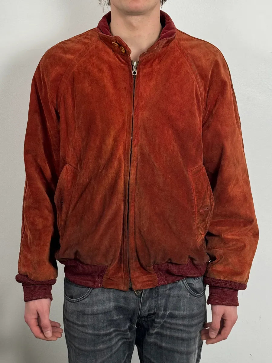 1990s CP Company Red Suede Leather Jacket vgWcBFT 1