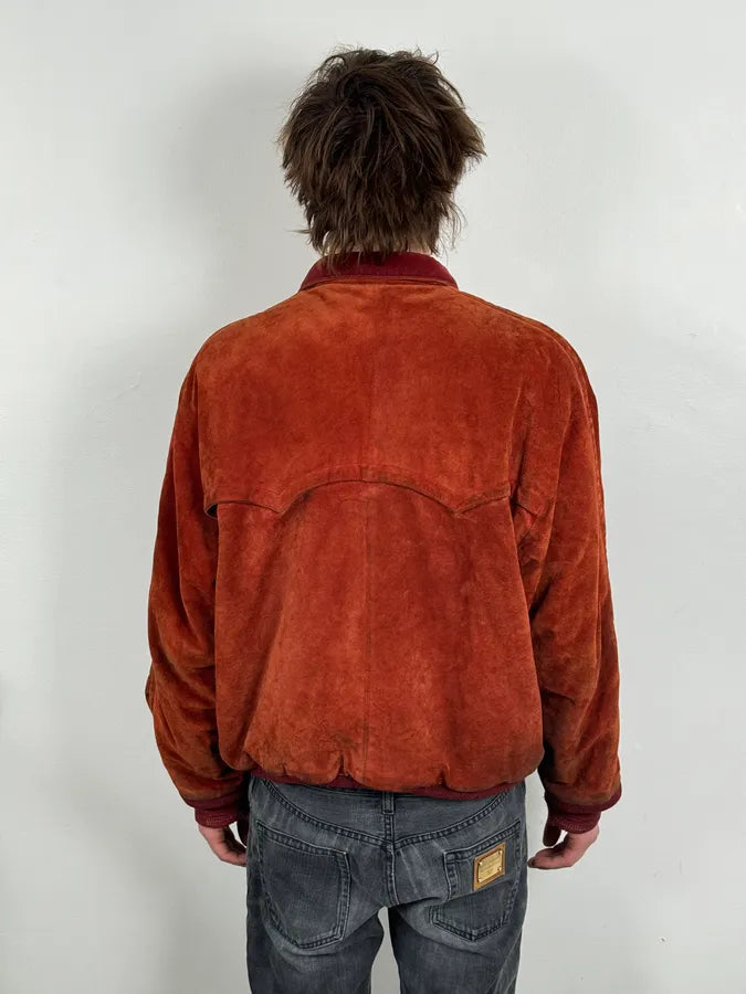 1990s CP Company Red Suede Leather Jacket vgWcBFT 2