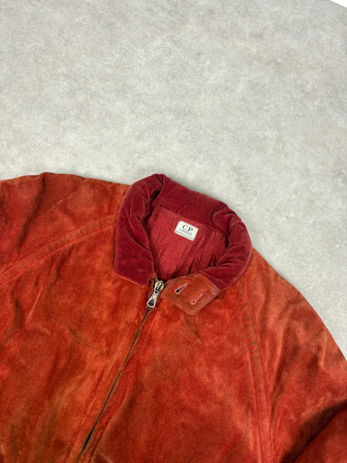 1990s CP Company Red Suede Leather Jacket vgWcBFT 4