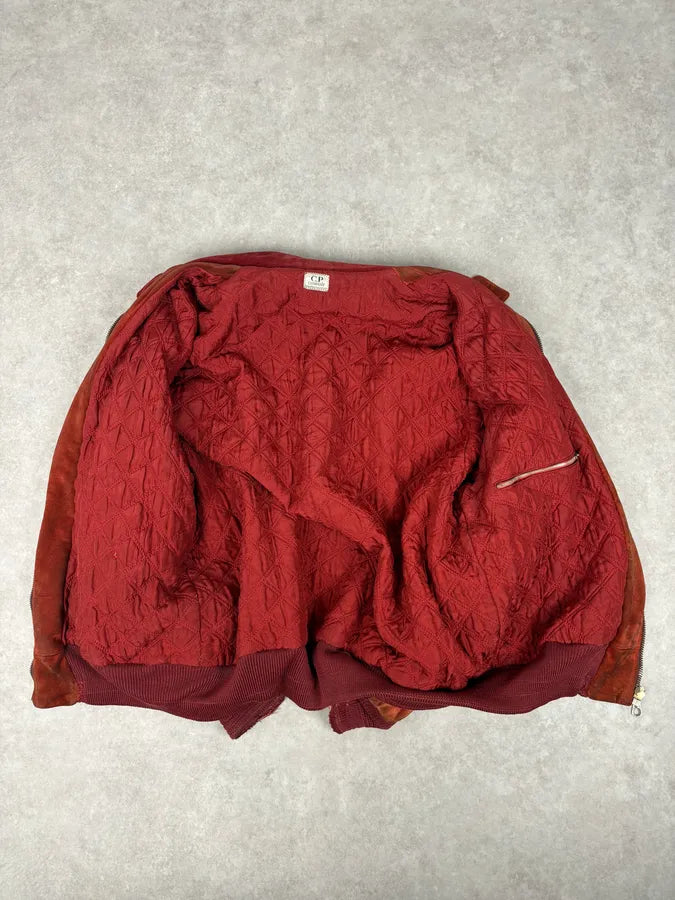 1990s CP Company Red Suede Leather Jacket vgWcBFT 9