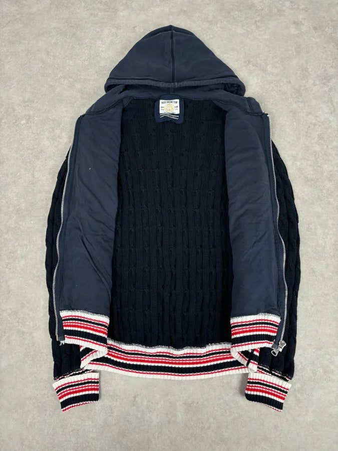 2000s Dolce & Gabbana Navy Hybeid Striped Zip-Up Hoodie gnnxiZL 6