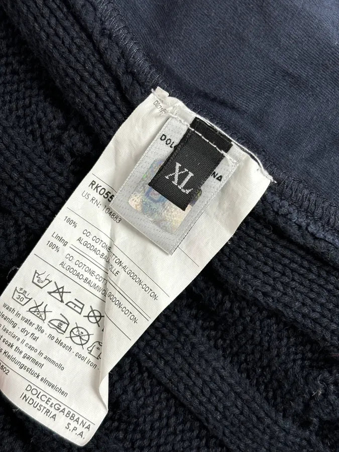 2000s Dolce & Gabbana Navy Hybeid Striped Zip-Up Hoodie gnnxiZL 9