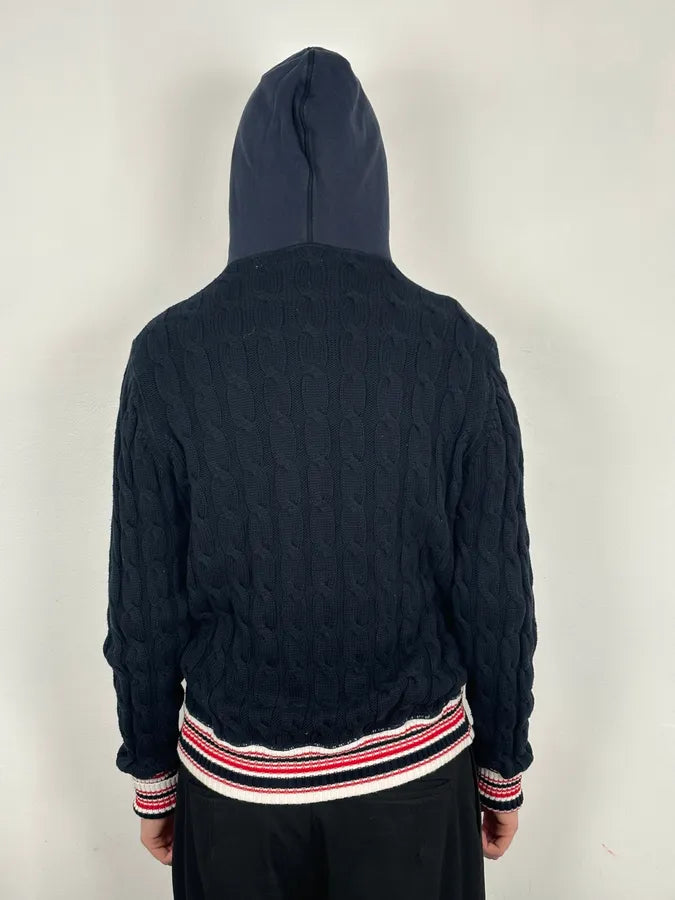 2000s Dolce & Gabbana Navy Hybeid Striped Zip-Up Hoodie gnnxiZL 2