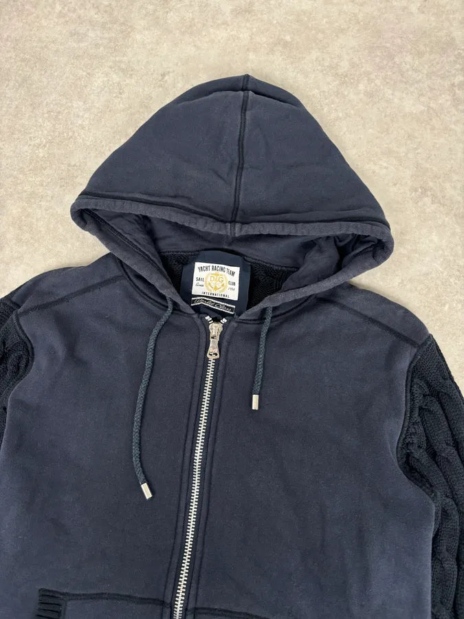 2000s Dolce & Gabbana Navy Hybeid Striped Zip-Up Hoodie gnnxiZL 3