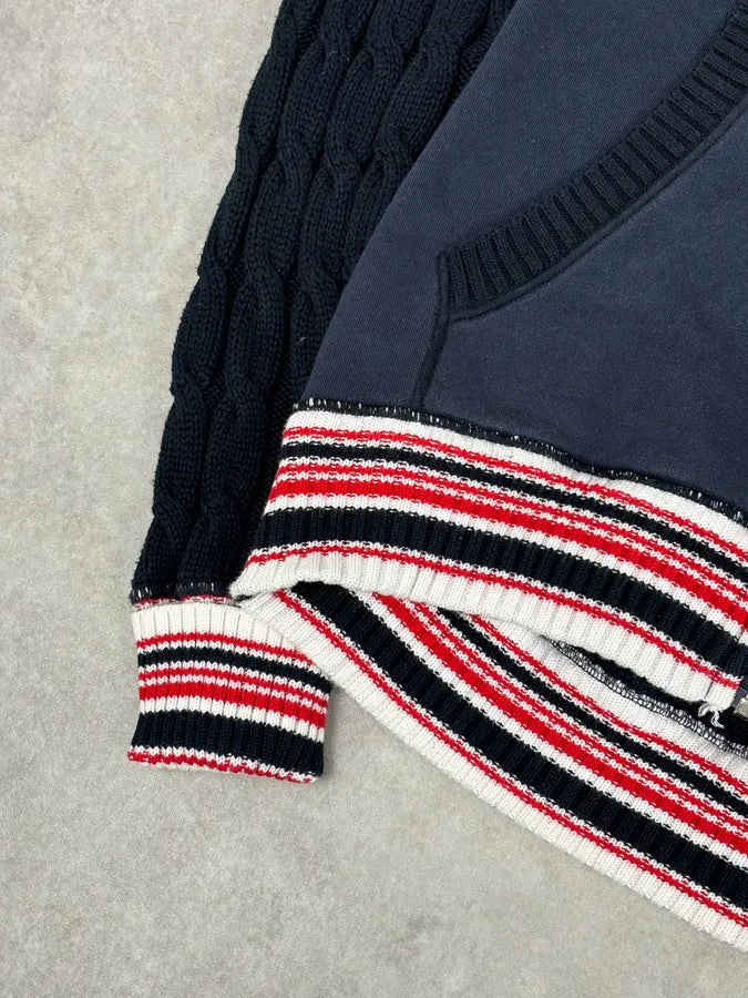 2000s Dolce & Gabbana Navy Hybeid Striped Zip-Up Hoodie gnnxiZL 8
