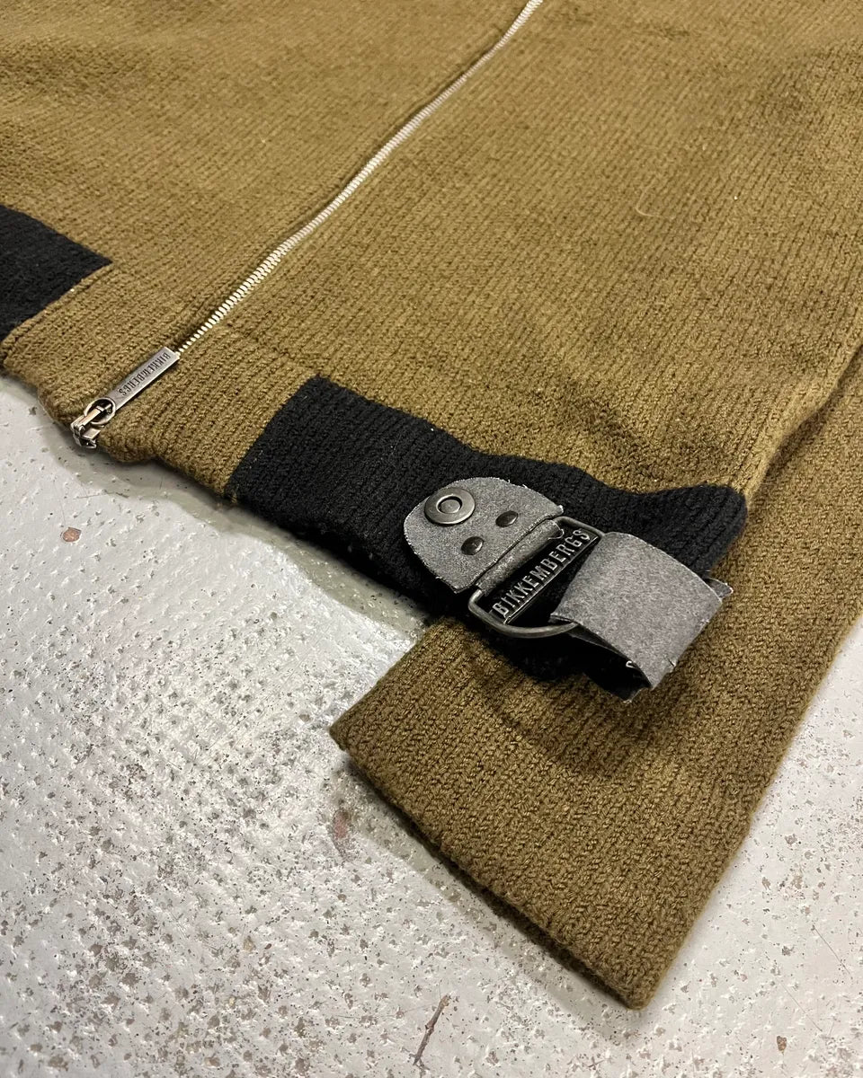 1990s Dirk Bikkembergs Khaki Green Wool Contrast Cuff Zip-up Cardigan ZJAkYky 5
