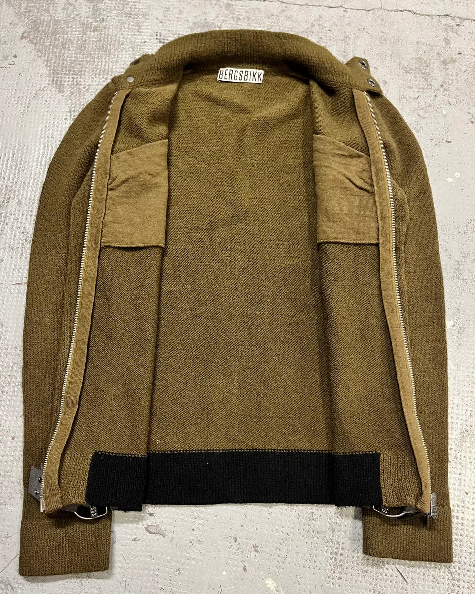 1990s Dirk Bikkembergs Khaki Green Wool Contrast Cuff Zip-up Cardigan ZJAkYky 7