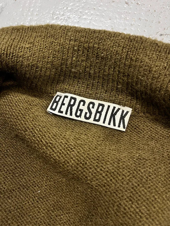 1990s Dirk Bikkembergs Khaki Green Wool Contrast Cuff Zip-up Cardigan ZJAkYky 8