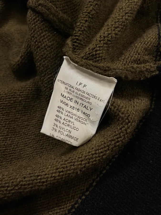 1990s Dirk Bikkembergs Khaki Green Wool Contrast Cuff Zip-up Cardigan ZJAkYky 9
