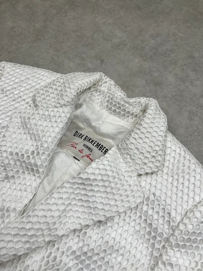 1990s Dirk Bikkembergs Net Mesh Honeycomb White Blazer Jacket nErEfCo 5
