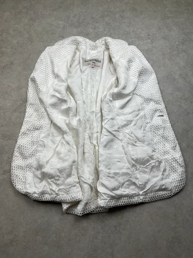 1990s Dirk Bikkembergs Net Mesh Honeycomb White Blazer Jacket nErEfCo 8