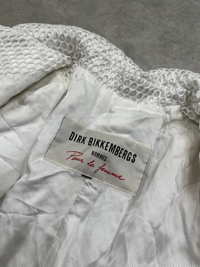 1990s Dirk Bikkembergs Net Mesh Honeycomb White Blazer Jacket nErEfCo 9