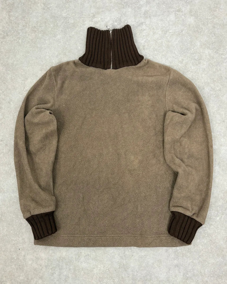 1990s Dolce & Gabbana Beige Fleece Striped Collar Sweater hgKiRHs 3
