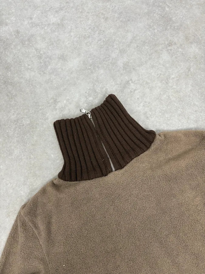 1990s Dolce & Gabbana Beige Fleece Striped Collar Sweater hgKiRHs 6