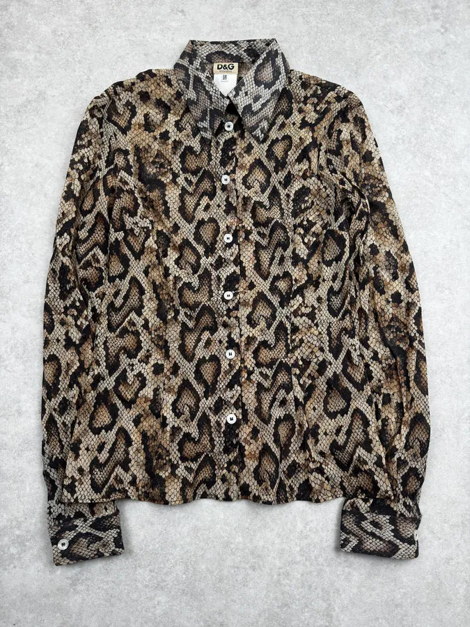 1990s Dolce & Gabbana Beige Python Print Shirt hWCgHYH 0