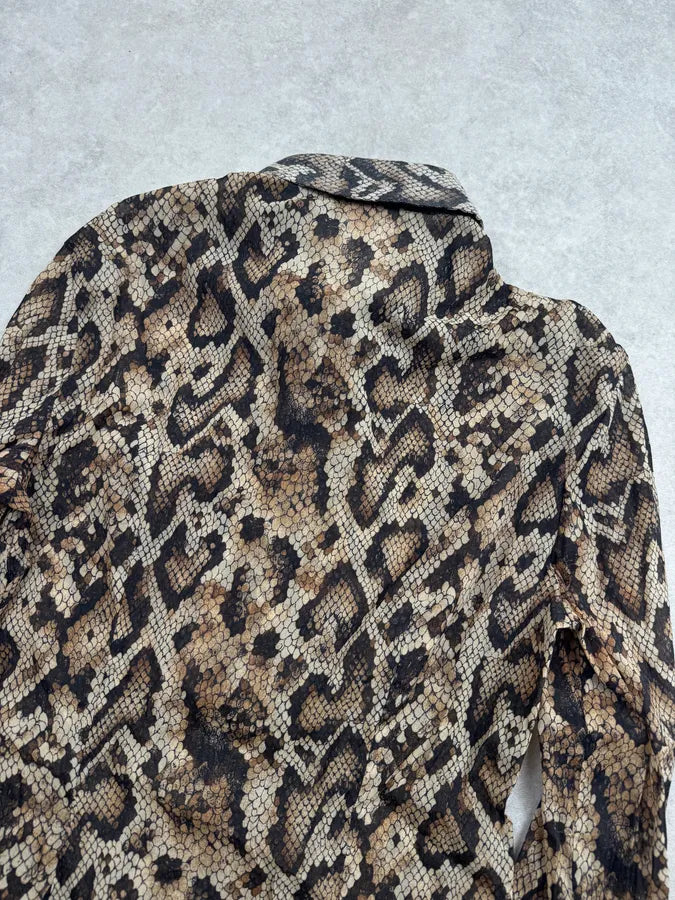 1990s Dolce & Gabbana Beige Python Print Shirt hWCgHYH 5