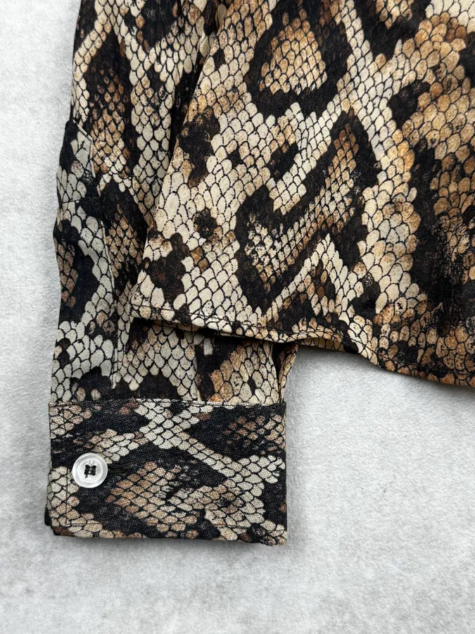 1990s Dolce & Gabbana Beige Python Print Shirt hWCgHYH 8