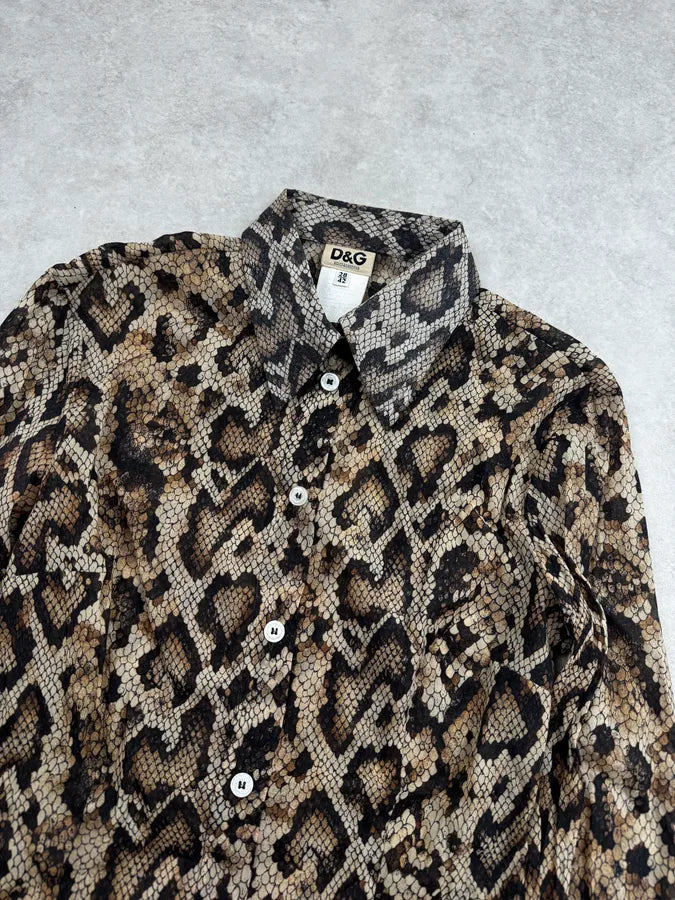 1990s Dolce & Gabbana Beige Python Print Shirt hWCgHYH 4