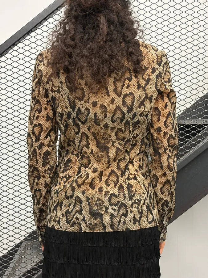 1990s Dolce & Gabbana Beige Python Print Shirt hWCgHYH 3