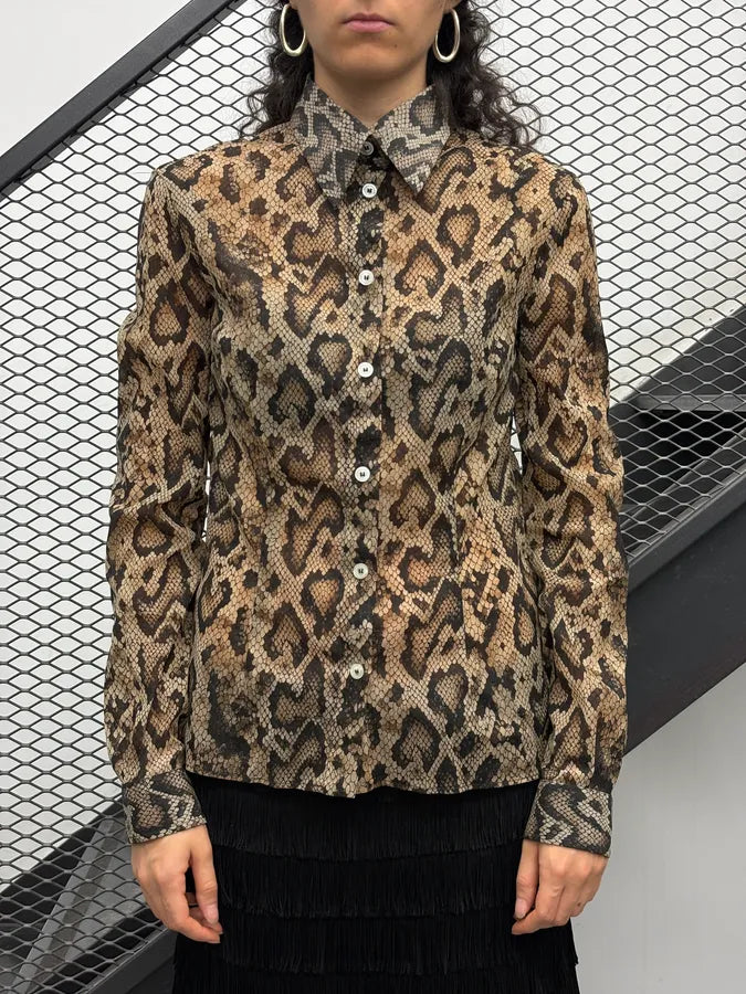 1990s Dolce & Gabbana Beige Python Print Shirt hWCgHYH 2