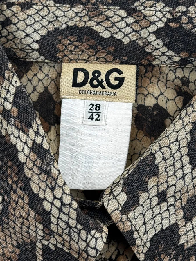 1990s Dolce & Gabbana Beige Python Print Shirt hWCgHYH 9