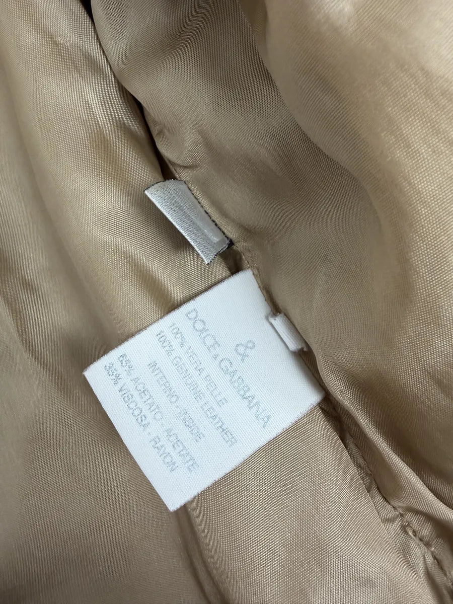 1990s Dolce & Gabbana Beige Racing Leather Biker Jacket TiToGGp 8