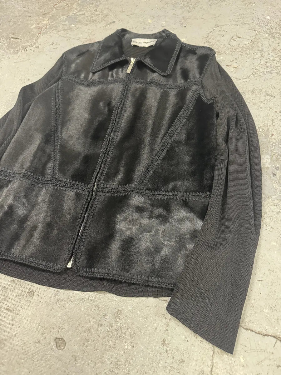 1990s Dolce & Gabbana Black Hybrid Pony Hair Leather Jacket (L) 6