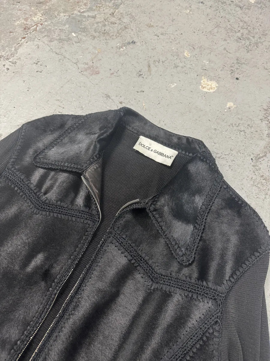 1990s Dolce & Gabbana Black Hybrid Pony Hair Leather Jacket vyEfvEN 9