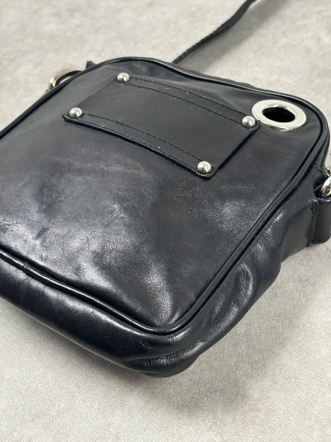 AW2005 Dolce & Gabbana Black Leather Logo Crossbody Bag MlgMODM 7