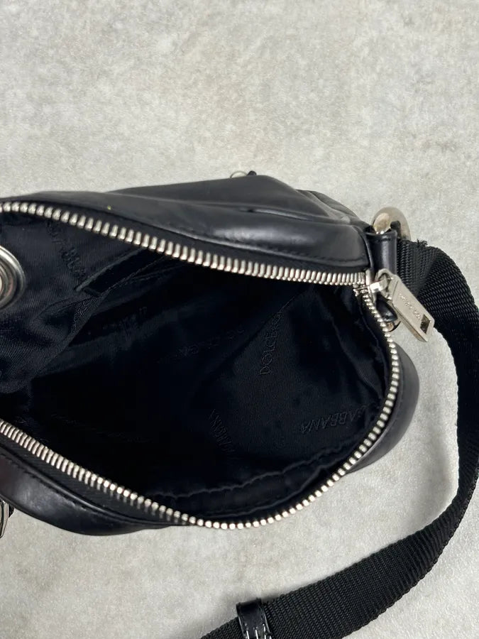 AW2005 Dolce & Gabbana Black Leather Logo Crossbody Bag MlgMODM 11