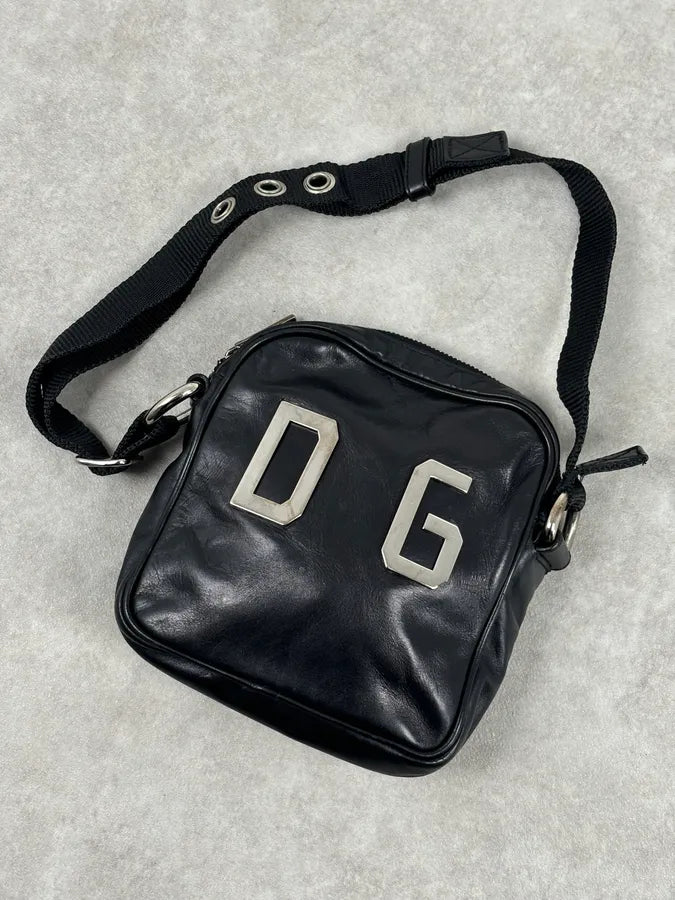 AW2005 Dolce & Gabbana Black Leather Logo Crossbody Bag MlgMODM 4