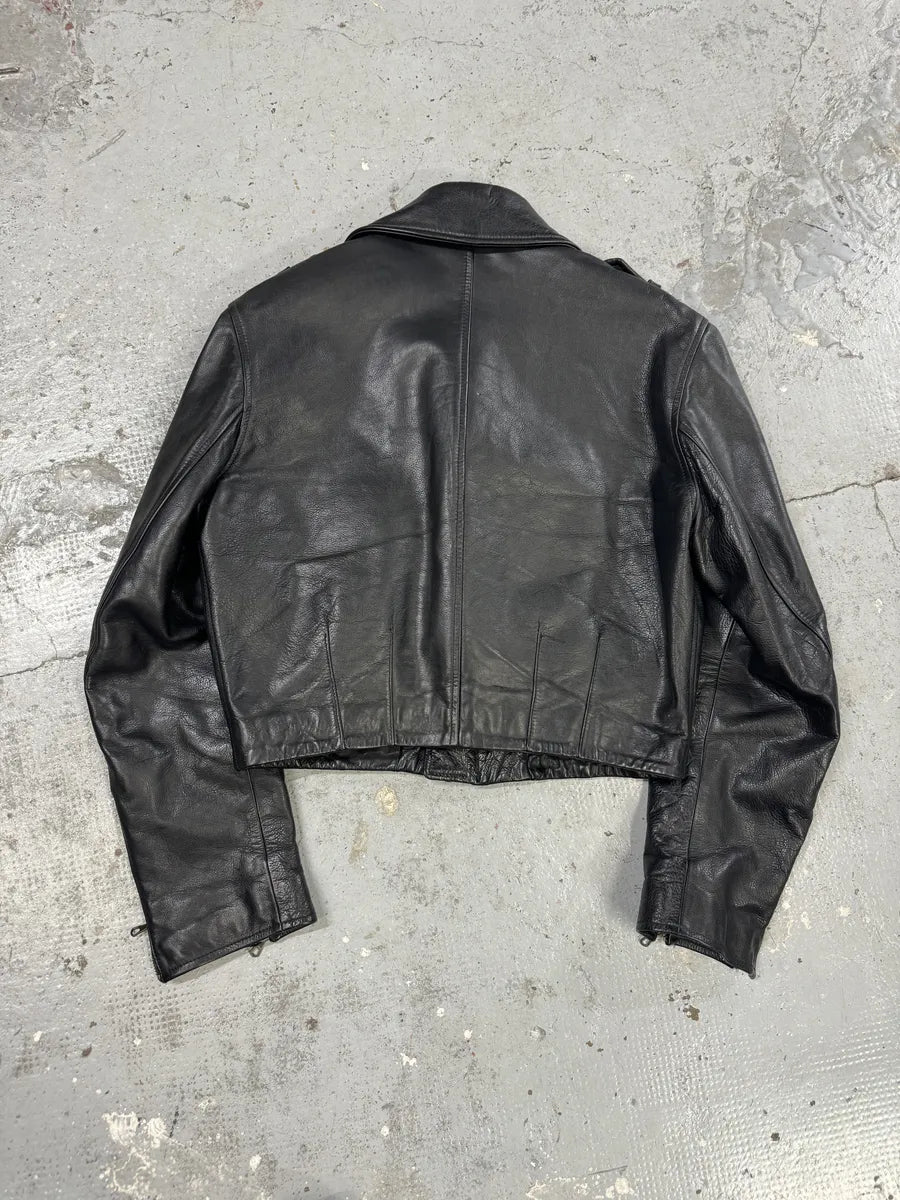 1990s Dolce & Gabbana Cropped Black Leather Premium Jacket – Dolce
