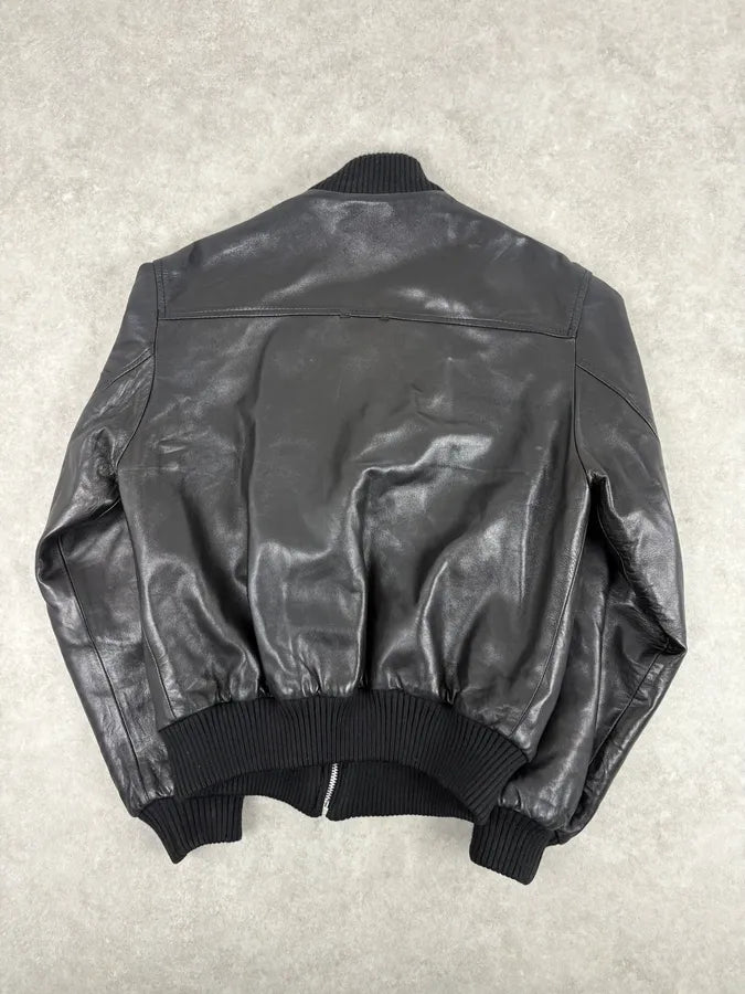 2000s Dolce & Gabbana Black Leather Mafia Aviator Bomber Jacket ZIAKCrO 4