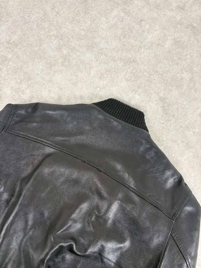 2000s Dolce & Gabbana Black Leather Mafia Aviator Bomber Jacket ZIAKCrO 5