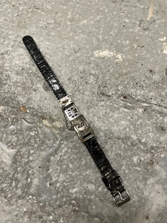 1990s Dolce & Gabbana Black Metallic Rock Bracelet (OS) 0