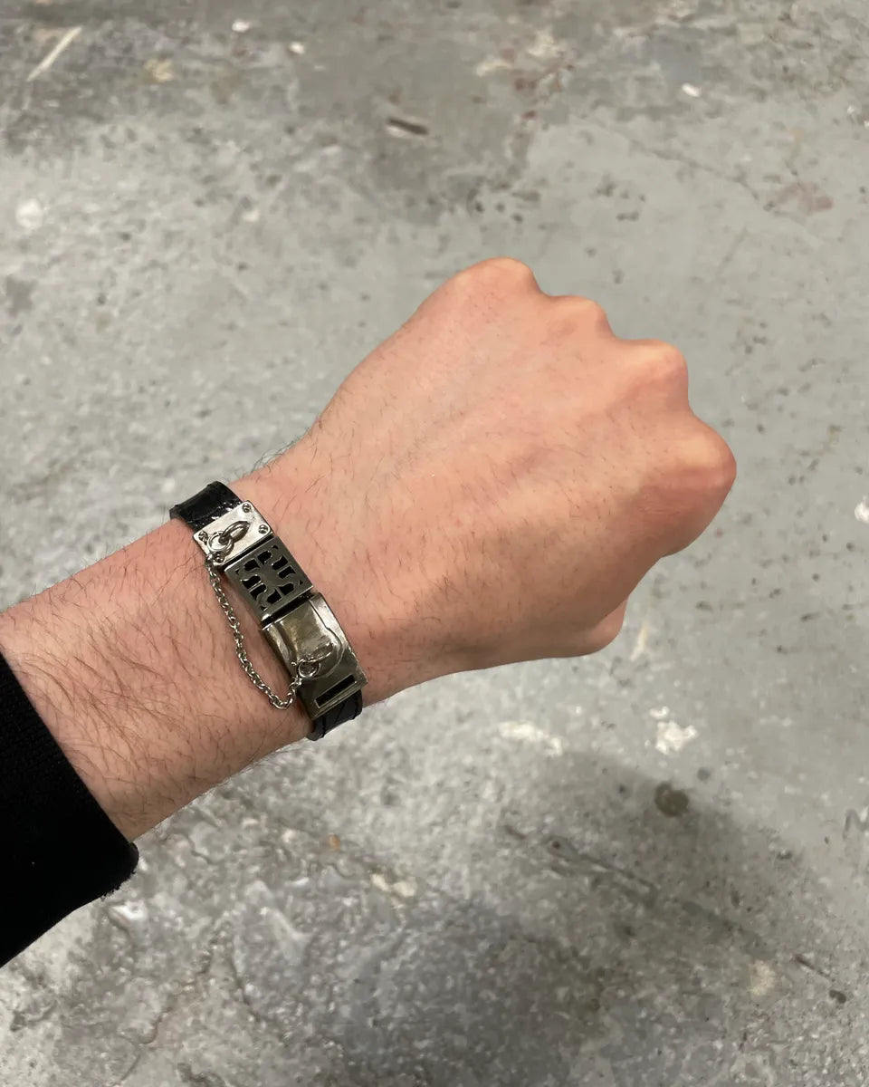 1990s Dolce & Gabbana Black Metallic Rock Bracelet (OS) 1