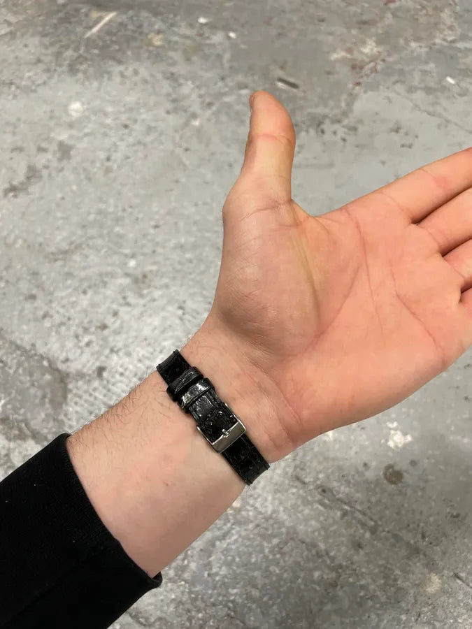 1990s Dolce & Gabbana Black Metallic Rock Bracelet (OS) 3