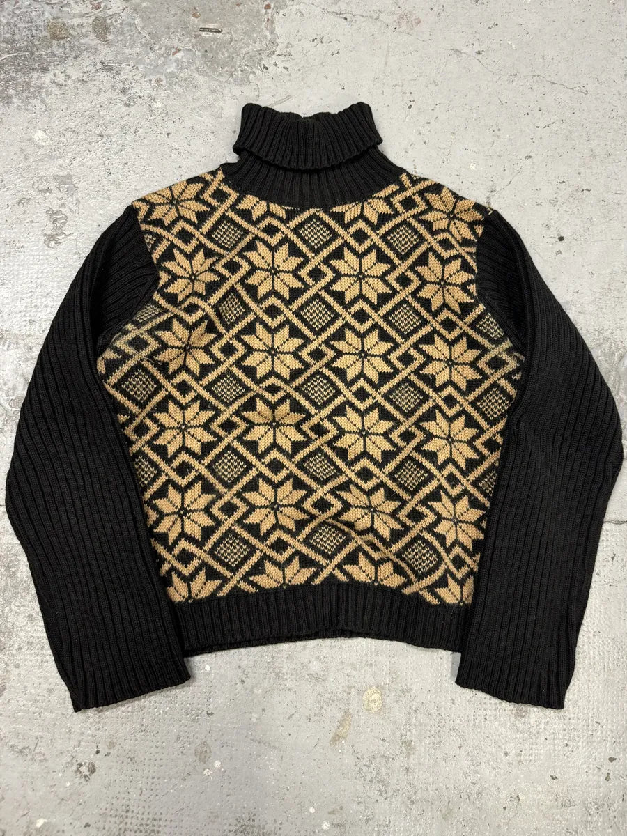 1990s Dolce & Gabbana Black Mozaic Wool Turtleneck AXZedgP 0
