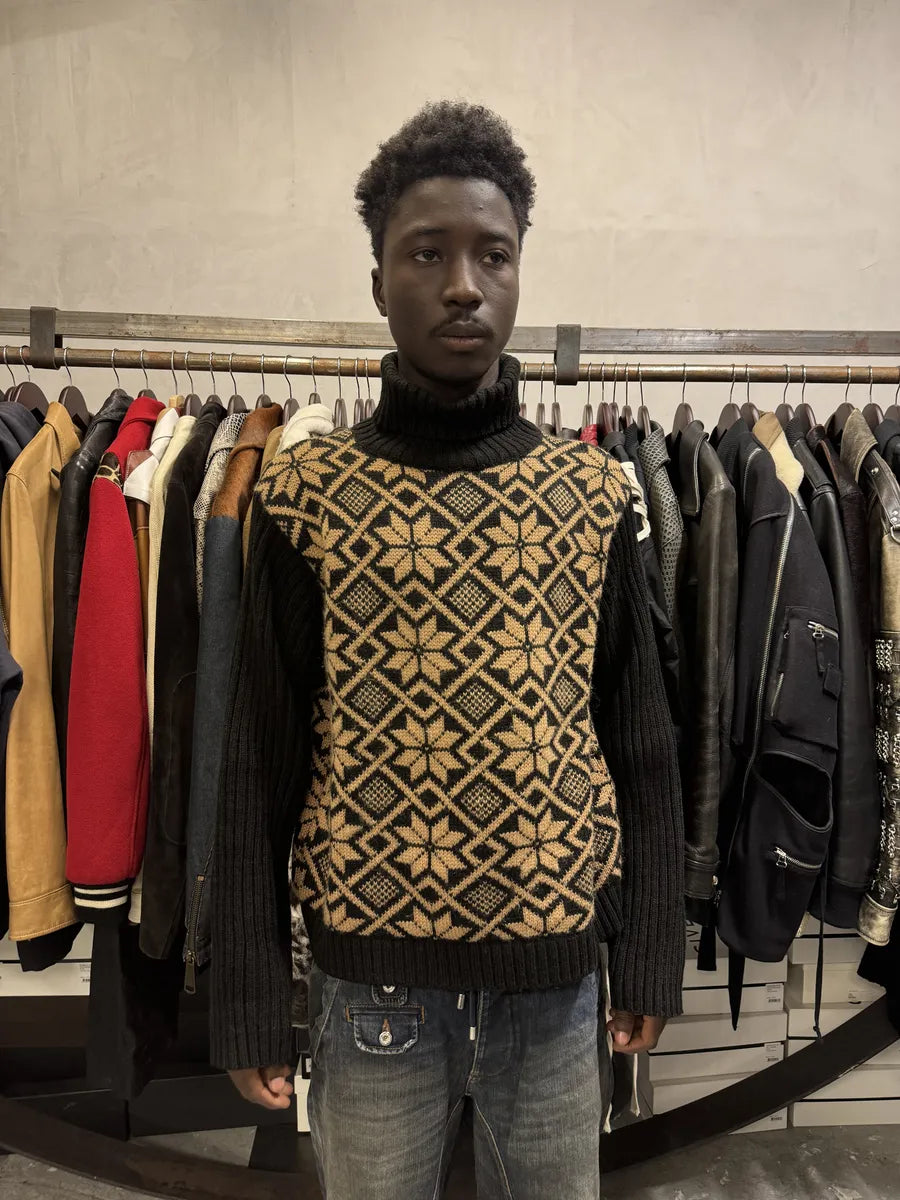 1990s Dolce & Gabbana Black Mozaic Wool Turtleneck AXZedgP 1