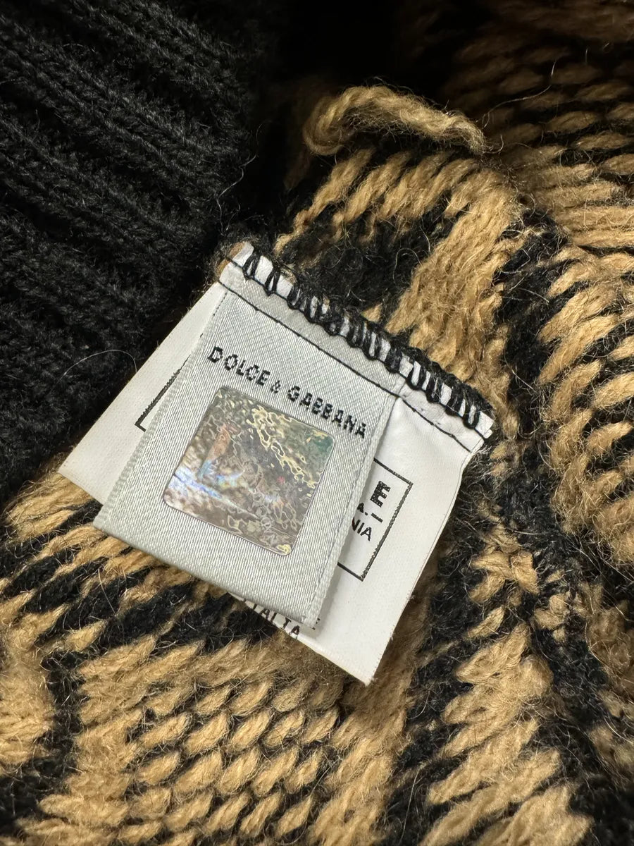 1990s Dolce & Gabbana Black Mozaic Wool Turtleneck AXZedgP 13