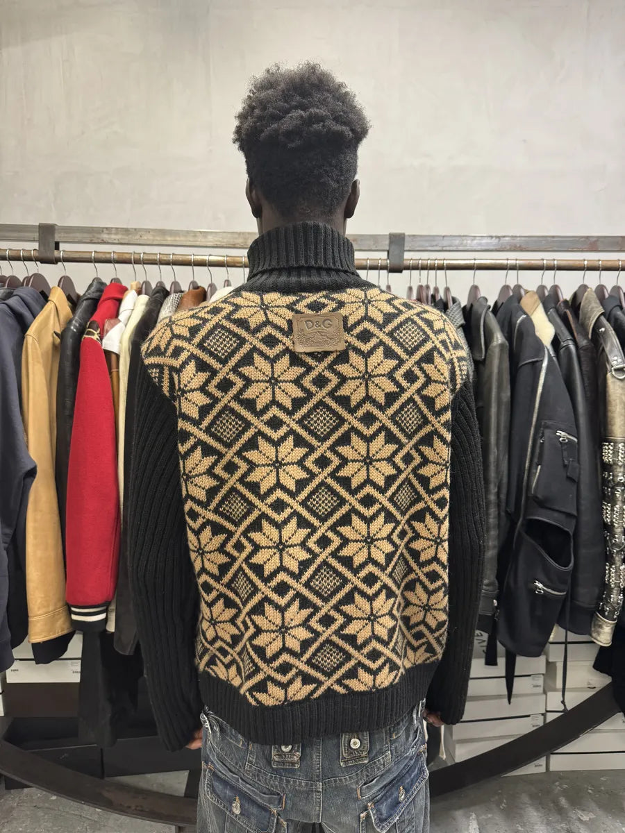 1990s Dolce & Gabbana Black Mozaic Wool Turtleneck AXZedgP 2