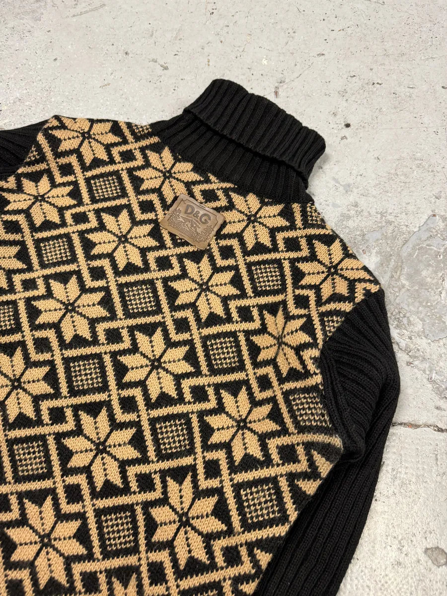 1990s Dolce & Gabbana Black Mozaic Wool Turtleneck AXZedgP 3