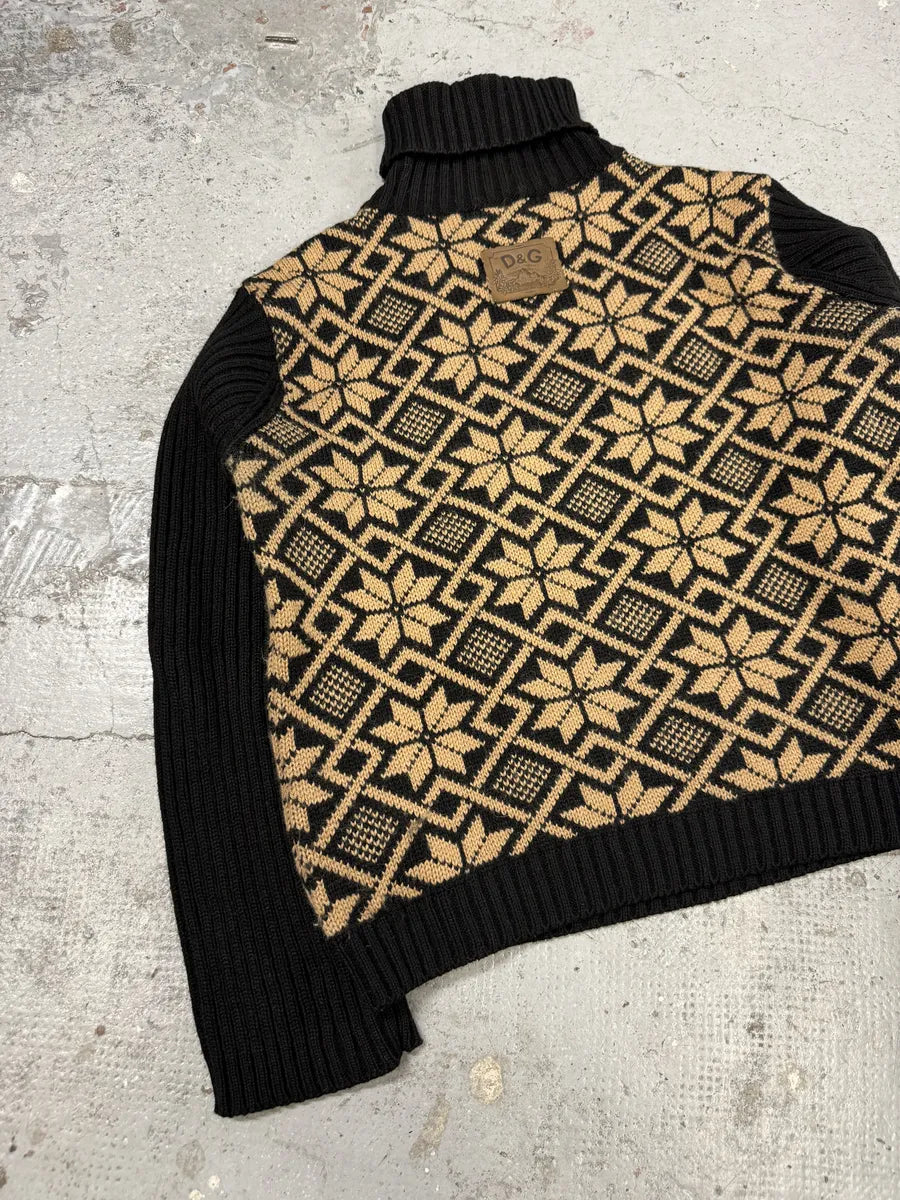 1990s Dolce & Gabbana Black Mozaic Wool Turtleneck AXZedgP 4