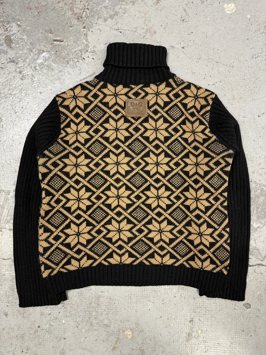 1990s Dolce & Gabbana Black Mozaic Wool Turtleneck AXZedgP 5
