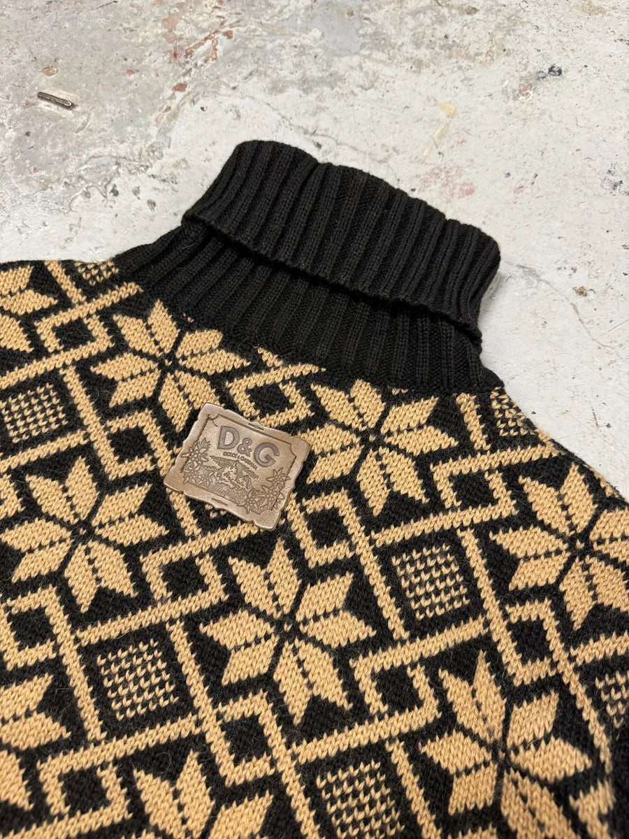 1990s Dolce & Gabbana Black Mozaic Wool Turtleneck AXZedgP 6