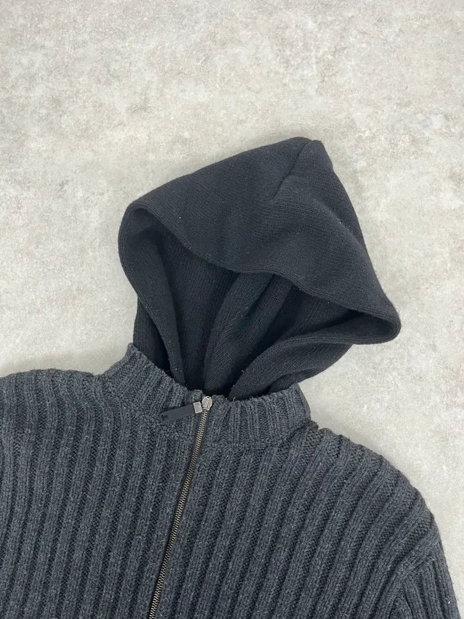 1990s Dolce & Gabbana Grey Wool Hooded Zip-up Sweater NvdtfgM 4