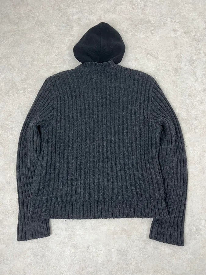 1990s Dolce & Gabbana Grey Wool Hooded Zip-up Sweater NvdtfgM 5
