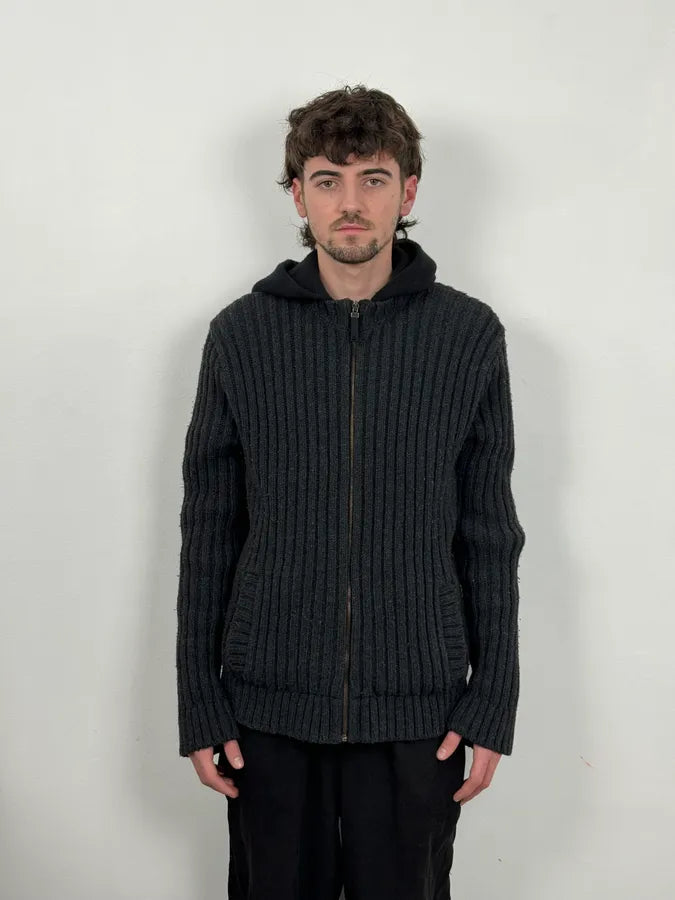 1990s Dolce & Gabbana Grey Wool Hooded Zip-up Sweater NvdtfgM 1